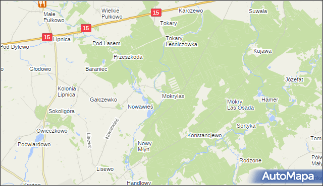 mapa Mokry Las gmina Golub-Dobrzyń, Mokry Las gmina Golub-Dobrzyń na mapie Targeo