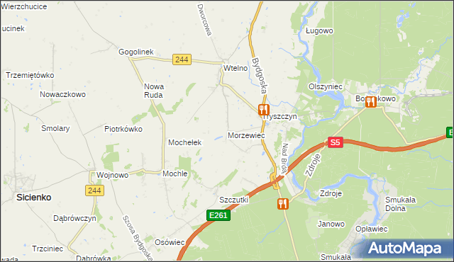 mapa Morzewiec, Morzewiec na mapie Targeo