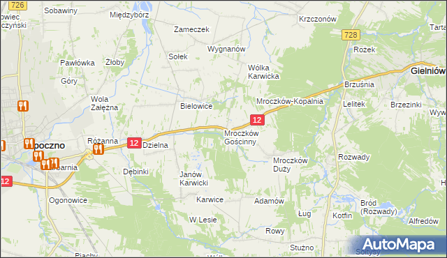 mapa Mroczków Gościnny, Mroczków Gościnny na mapie Targeo