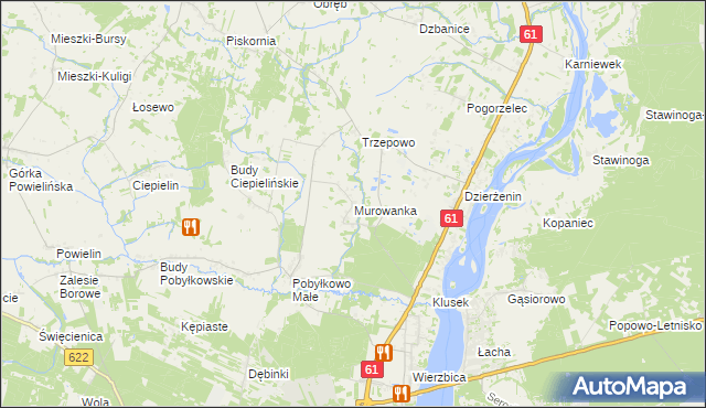 mapa Murowanka gmina Pokrzywnica, Murowanka gmina Pokrzywnica na mapie Targeo