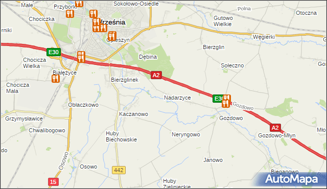 mapa Nadarzyce gmina Września, Nadarzyce gmina Września na mapie Targeo