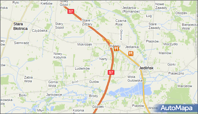 mapa Narty gmina Jedlińsk, Narty gmina Jedlińsk na mapie Targeo