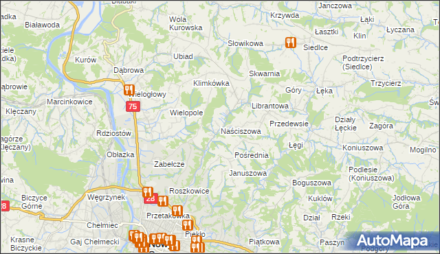 mapa Naściszowa, Naściszowa na mapie Targeo