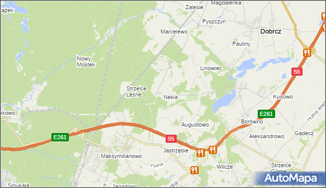 mapa Nekla gmina Dobrcz, Nekla gmina Dobrcz na mapie Targeo