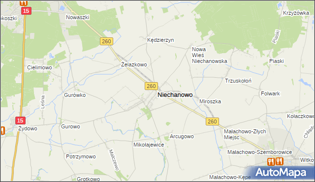 mapa Niechanowo, Niechanowo na mapie Targeo