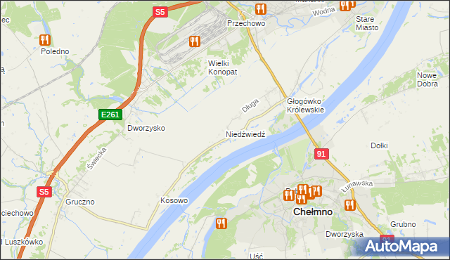 mapa Niedźwiedź gmina Świecie, Niedźwiedź gmina Świecie na mapie Targeo