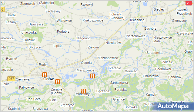 mapa Nieznanowice gmina Gdów, Nieznanowice gmina Gdów na mapie Targeo