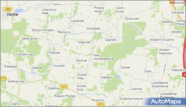 mapa Niwy Jutroszewskie, Niwy Jutroszewskie na mapie Targeo