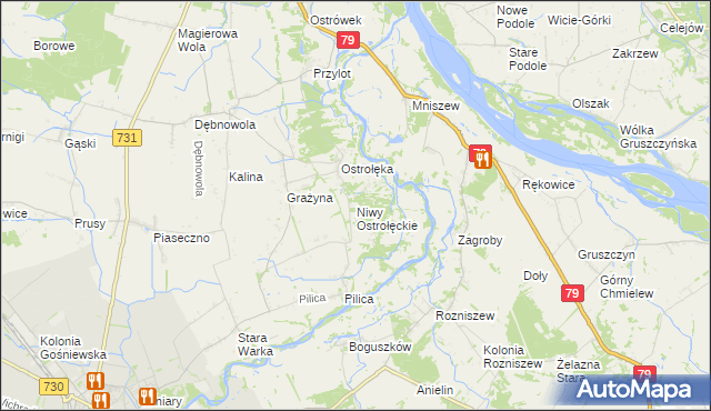 mapa Niwy Ostrołęckie, Niwy Ostrołęckie na mapie Targeo