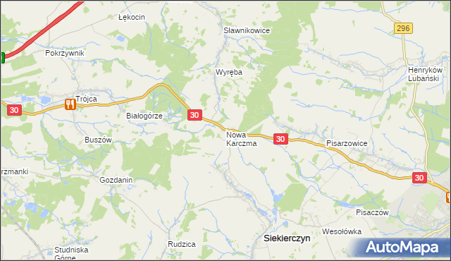 mapa Nowa Karczma gmina Siekierczyn, Nowa Karczma gmina Siekierczyn na mapie Targeo