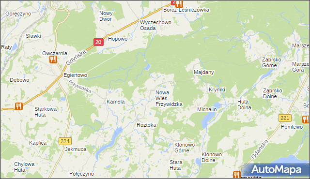 mapa Nowa Wieś Przywidzka, Nowa Wieś Przywidzka na mapie Targeo