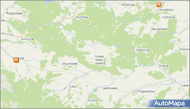 mapa Nowa Wieś Wielka gmina Paszowice, Nowa Wieś Wielka gmina Paszowice na mapie Targeo