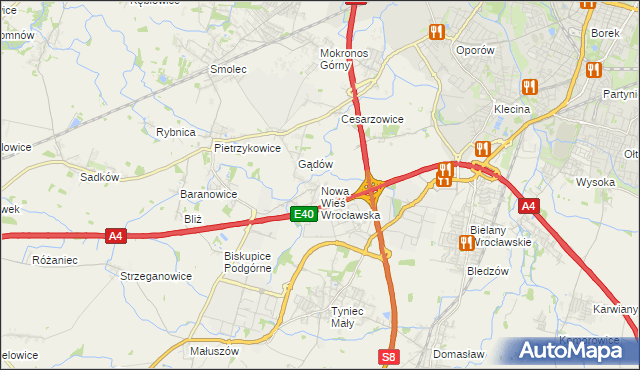 mapa Nowa Wieś Wrocławska, Nowa Wieś Wrocławska na mapie Targeo