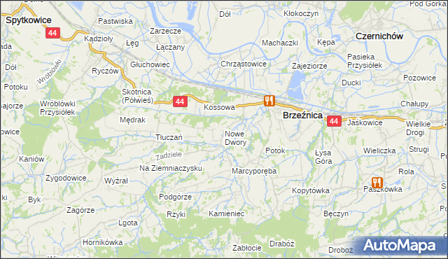 mapa Nowe Dwory gmina Brzeźnica, Nowe Dwory gmina Brzeźnica na mapie Targeo
