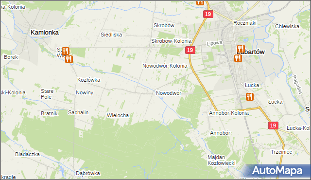 mapa Nowodwór gmina Lubartów, Nowodwór gmina Lubartów na mapie Targeo