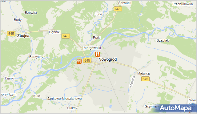 mapa Nowogród powiat łomżyński, Nowogród powiat łomżyński na mapie Targeo