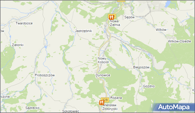 mapa Nowy Kościół, Nowy Kościół na mapie Targeo