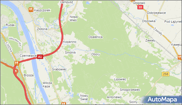 mapa Obory gmina Obrowo, Obory gmina Obrowo na mapie Targeo