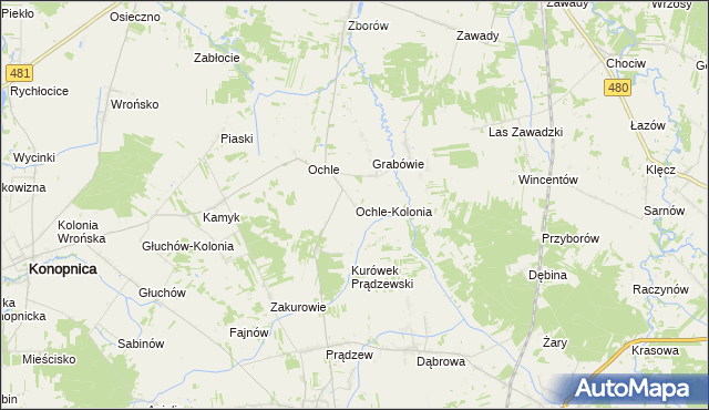 mapa Ochle-Kolonia, Ochle-Kolonia na mapie Targeo