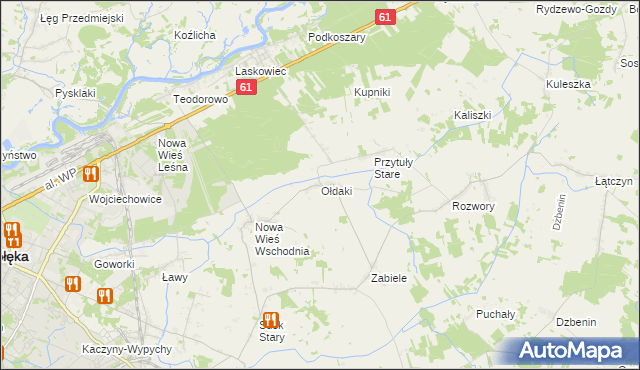 mapa Ołdaki gmina Rzekuń, Ołdaki gmina Rzekuń na mapie Targeo