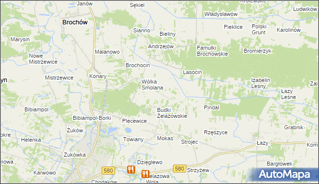 mapa Olszowiec gmina Brochów, Olszowiec gmina Brochów na mapie Targeo