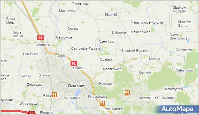 mapa Opalanki gmina Ozorków, Opalanki gmina Ozorków na mapie Targeo