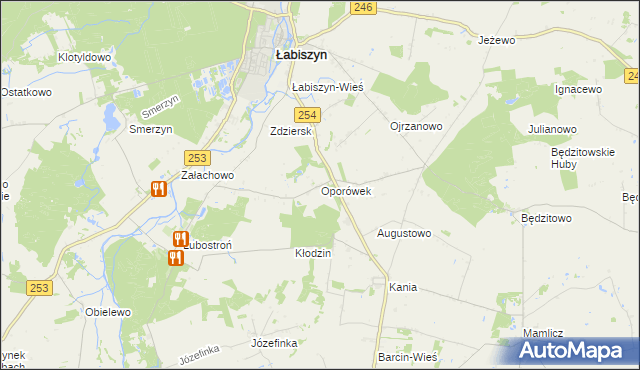 mapa Oporówek gmina Łabiszyn, Oporówek gmina Łabiszyn na mapie Targeo