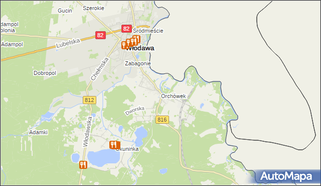 mapa Orchówek gmina Włodawa, Orchówek gmina Włodawa na mapie Targeo