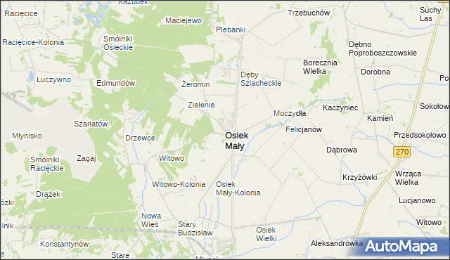 mapa Osiek Mały powiat kolski, Osiek Mały powiat kolski na mapie Targeo