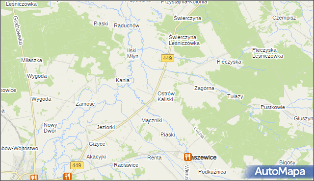 mapa Ostrów Kaliski, Ostrów Kaliski na mapie Targeo