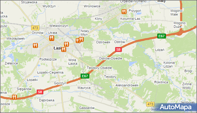 mapa Ostrów-Osiedle, Ostrów-Osiedle na mapie Targeo