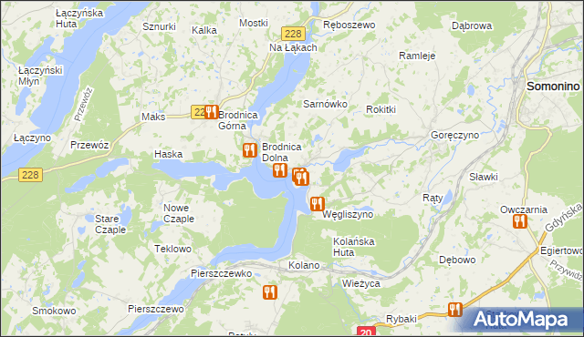 mapa Ostrzyce gmina Somonino, Ostrzyce gmina Somonino na mapie Targeo