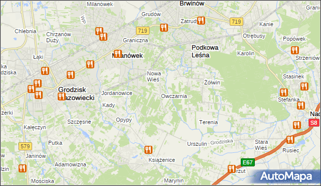 mapa Owczarnia gmina Brwinów, Owczarnia gmina Brwinów na mapie Targeo
