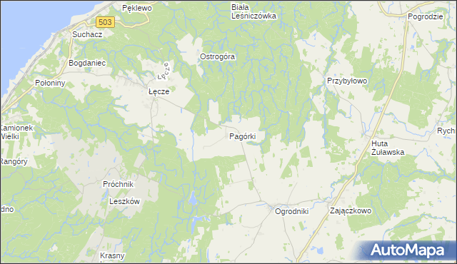 mapa Pagórki gmina Tolkmicko, Pagórki gmina Tolkmicko na mapie Targeo