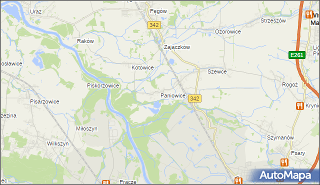 mapa Paniowice, Paniowice na mapie Targeo