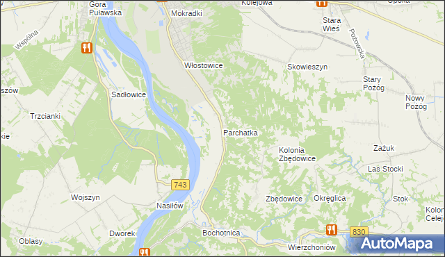 mapa Parchatka, Parchatka na mapie Targeo