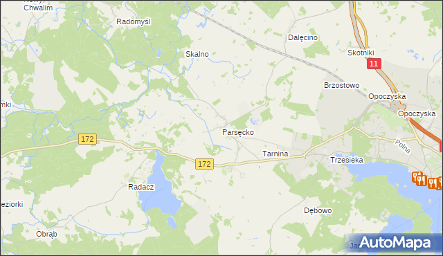 mapa Parsęcko, Parsęcko na mapie Targeo