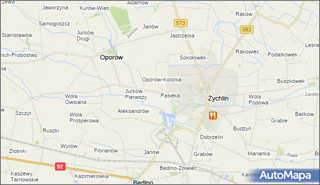 mapa Pasieka gmina Żychlin, Pasieka gmina Żychlin na mapie Targeo
