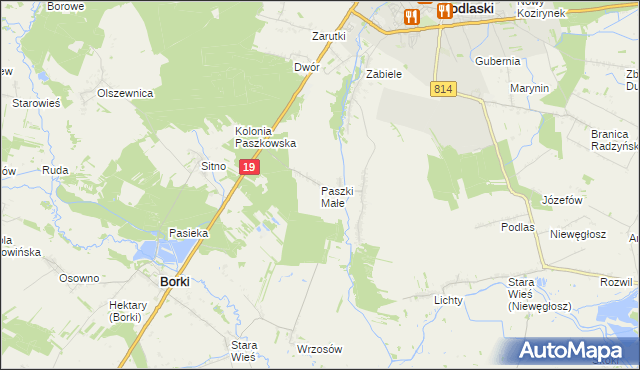 mapa Paszki Małe, Paszki Małe na mapie Targeo