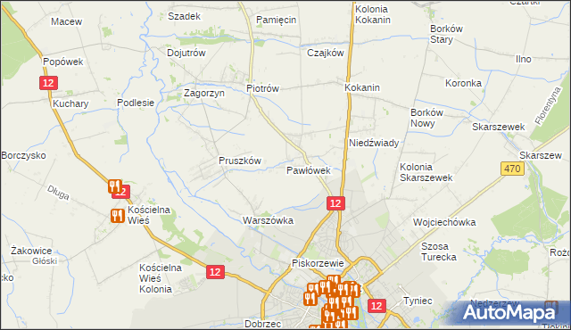 mapa Pawłówek gmina Blizanów, Pawłówek gmina Blizanów na mapie Targeo