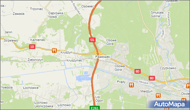 mapa Pawłówek gmina Sicienko, Pawłówek gmina Sicienko na mapie Targeo