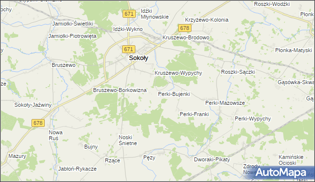 mapa Perki-Bujenki, Perki-Bujenki na mapie Targeo