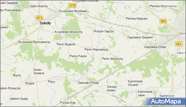 mapa Perki-Lachy, Perki-Lachy na mapie Targeo