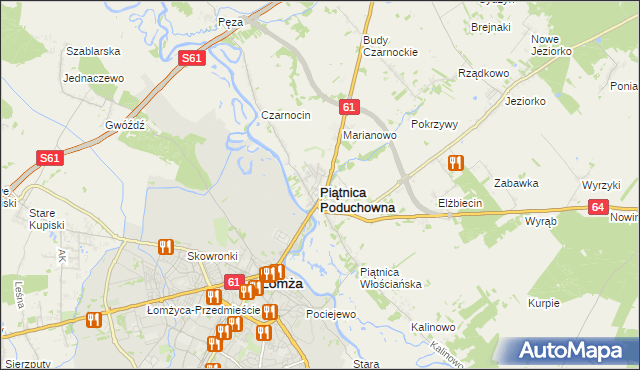 mapa Piątnica Poduchowna, Piątnica Poduchowna na mapie Targeo