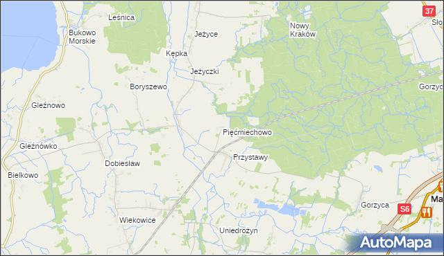 mapa Pięćmiechowo, Pięćmiechowo na mapie Targeo