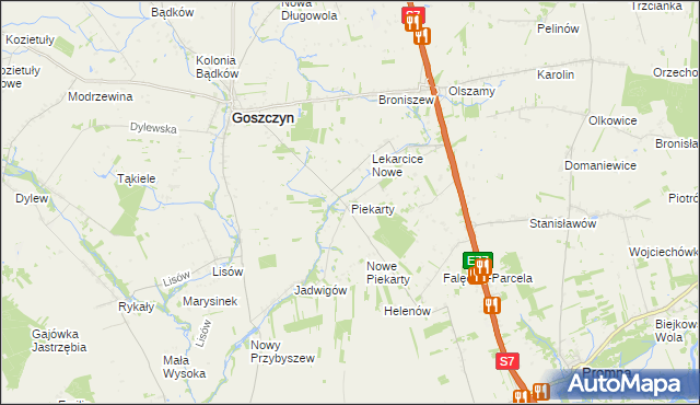 mapa Piekarty, Piekarty na mapie Targeo