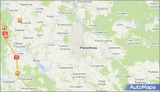 mapa Pierzchnica powiat kielecki, Pierzchnica powiat kielecki na mapie Targeo