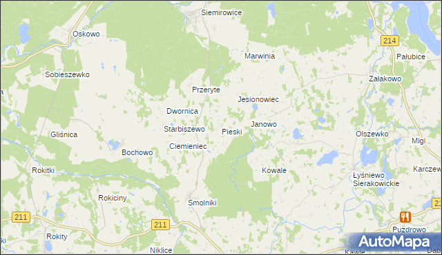 mapa Pieski gmina Cewice, Pieski gmina Cewice na mapie Targeo