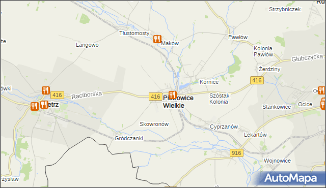 mapa Pietrowice Wielkie, Pietrowice Wielkie na mapie Targeo