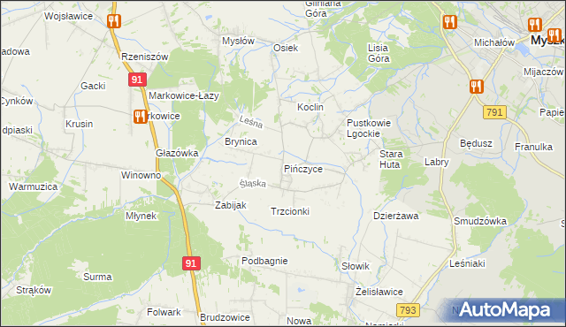 mapa Pińczyce, Pińczyce na mapie Targeo